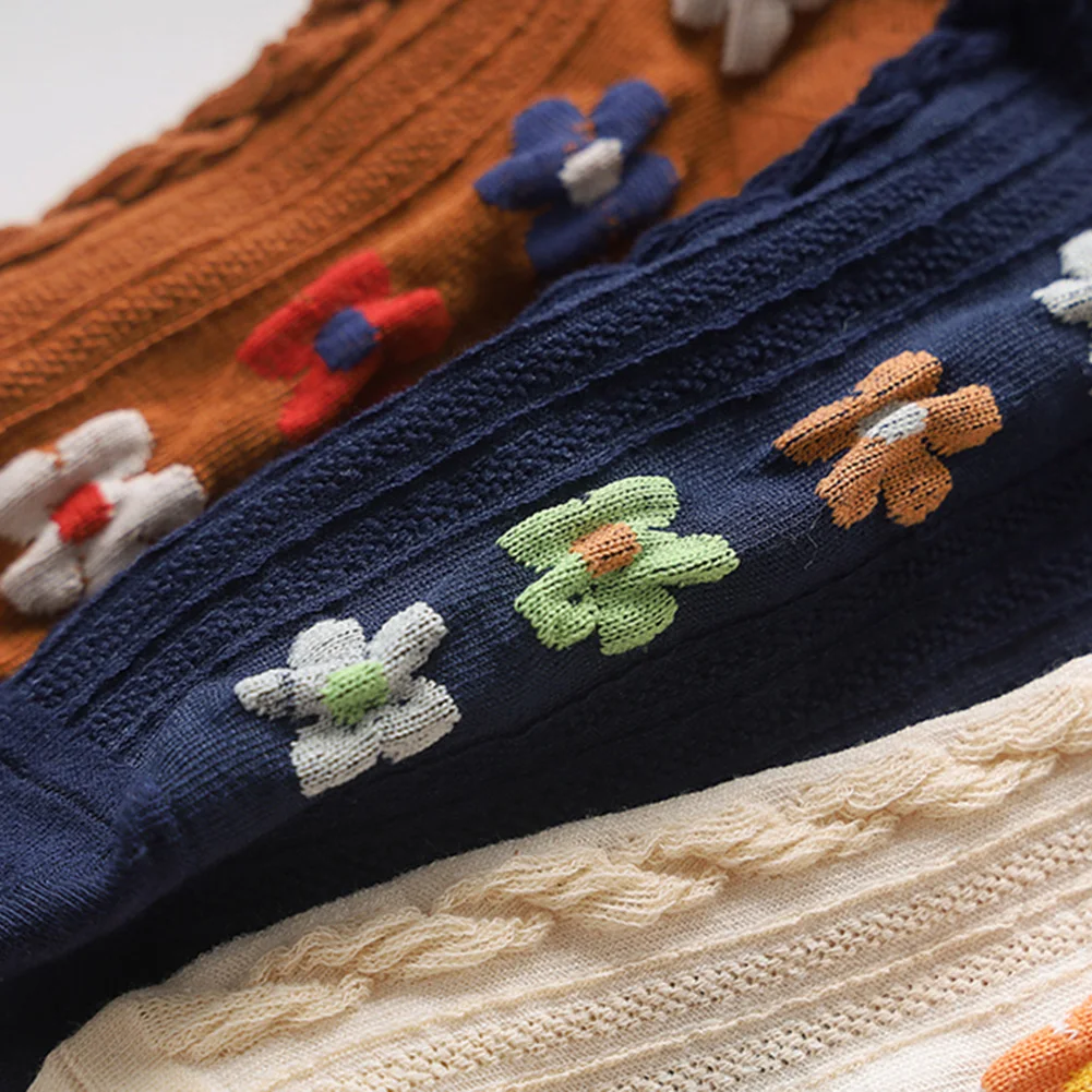 

Vintage Cotton Spring Flower Print Socks Women Warm Elastic Breathable Homewear Mid-calf Length Socks skarpetki damskie New#38