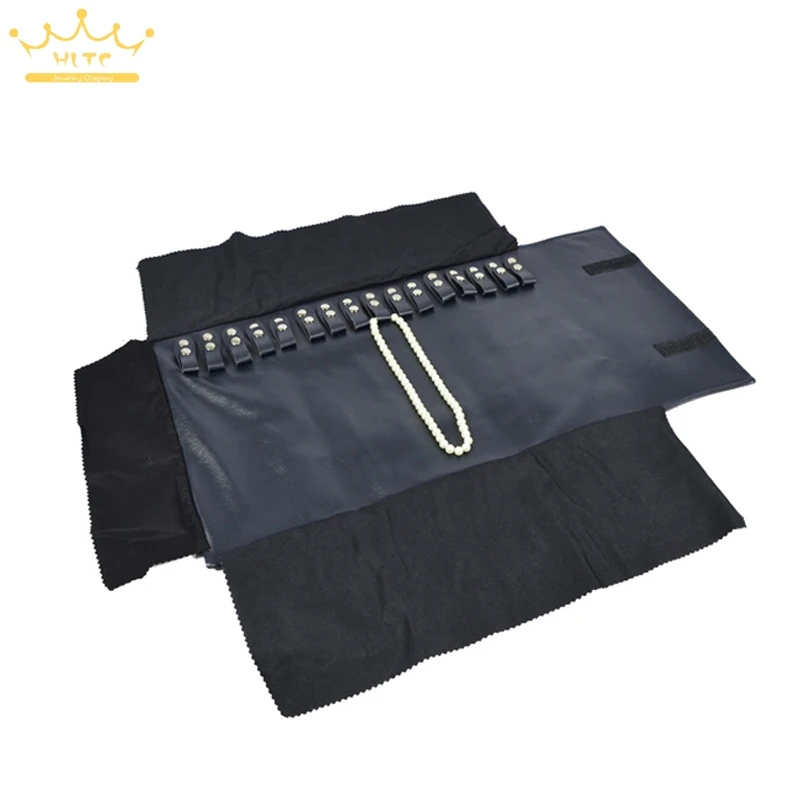 Темно синяя кожаная сумка в рулоне для ювелирных изделий портативный органайзер