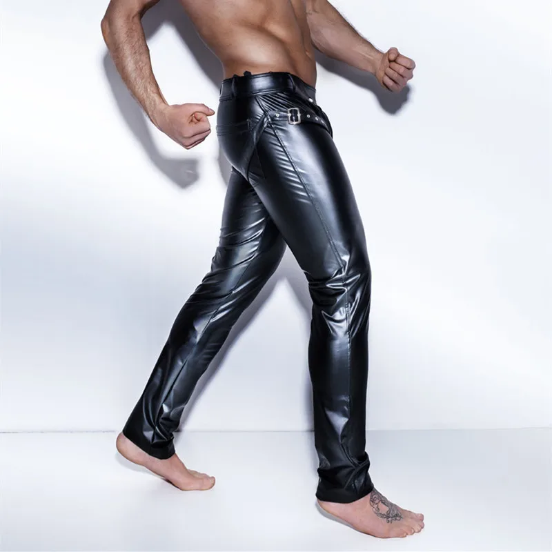 Men's PU Leather Pants Sexy Gothic Leggings Latex Punk Trousers DS Club Costume Erotic Lingerie | Cosplay Costumes