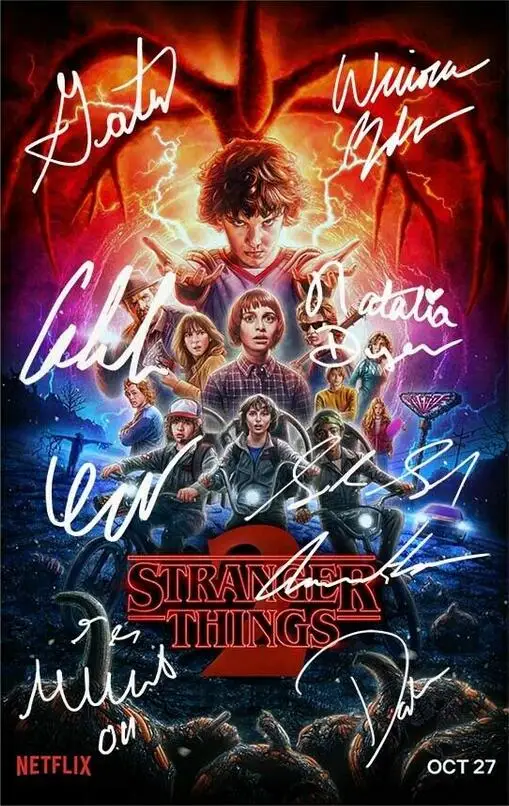 

STRANGER THINGS CAST MULTI SIGNED PHOTO Art Film Print Silk Poster Home Wall Decor 24x36inch