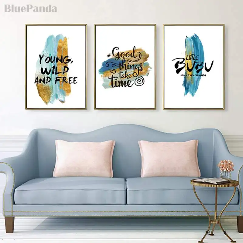 Azure Coastal Town каллиграфия Мотивационная Цитата минималистическая художественная