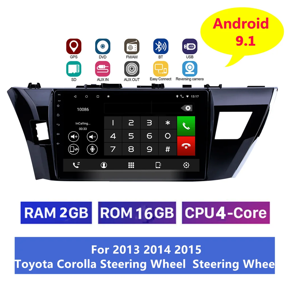 Автомагнитола 2din с Android 9 1 мультимедийный плеер для Toyota Corolla 2013 2015 10 дюйма четыре