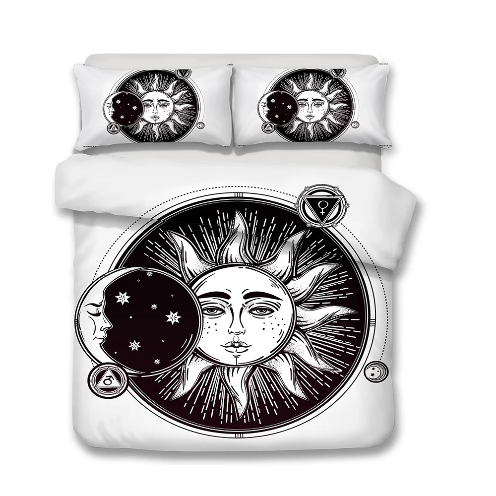 

Modern Retro Bohemian Style Bedding Black And White Sun Print Adult Children Quilt Cover Single Bed Double Bed Cover