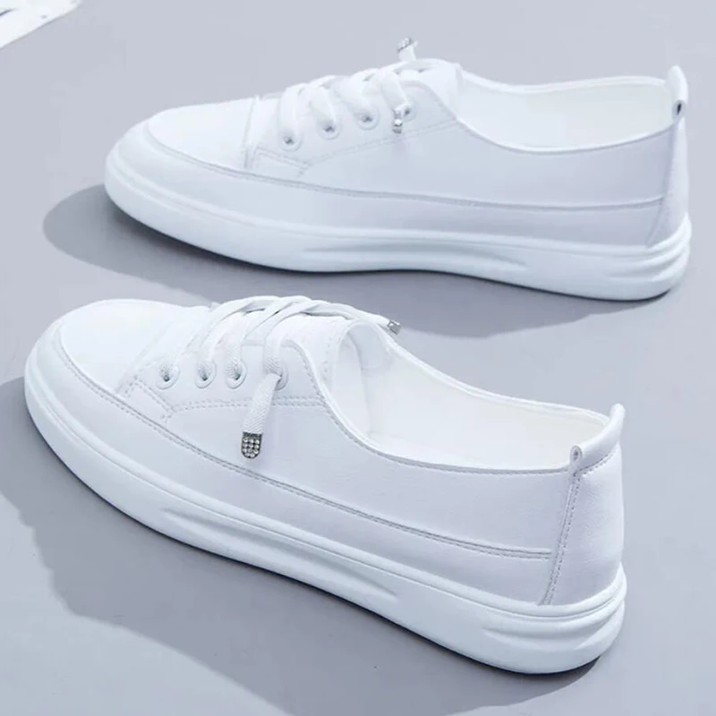 

Autumn Spring Women Pu Leather White Platform Sneakers For Student White Slip On Vulcanize Casual Sports Loafers Chunk Shoes New