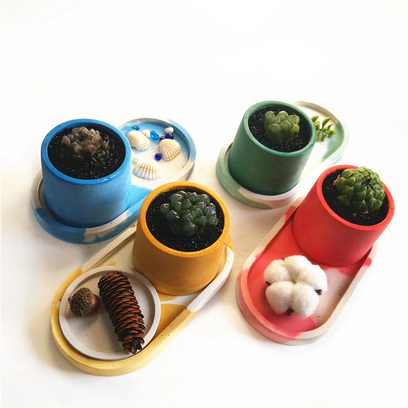 Круглый цветочный горшок силиконовая форма DIY бетонные формы для суккулентов