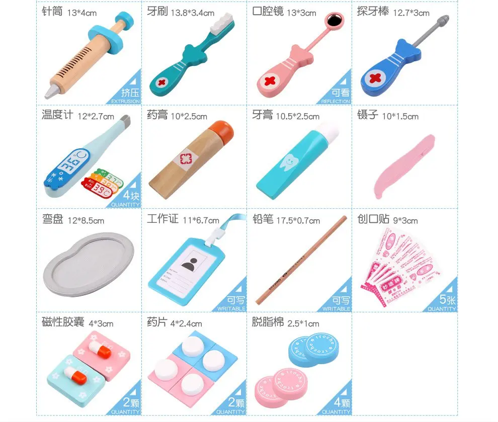 

Simulation Doctor Toy Pretend Play Child doctor injection toy gift for Boy Girl Wooden Doctor brinquedo infantil Medic Nurse set