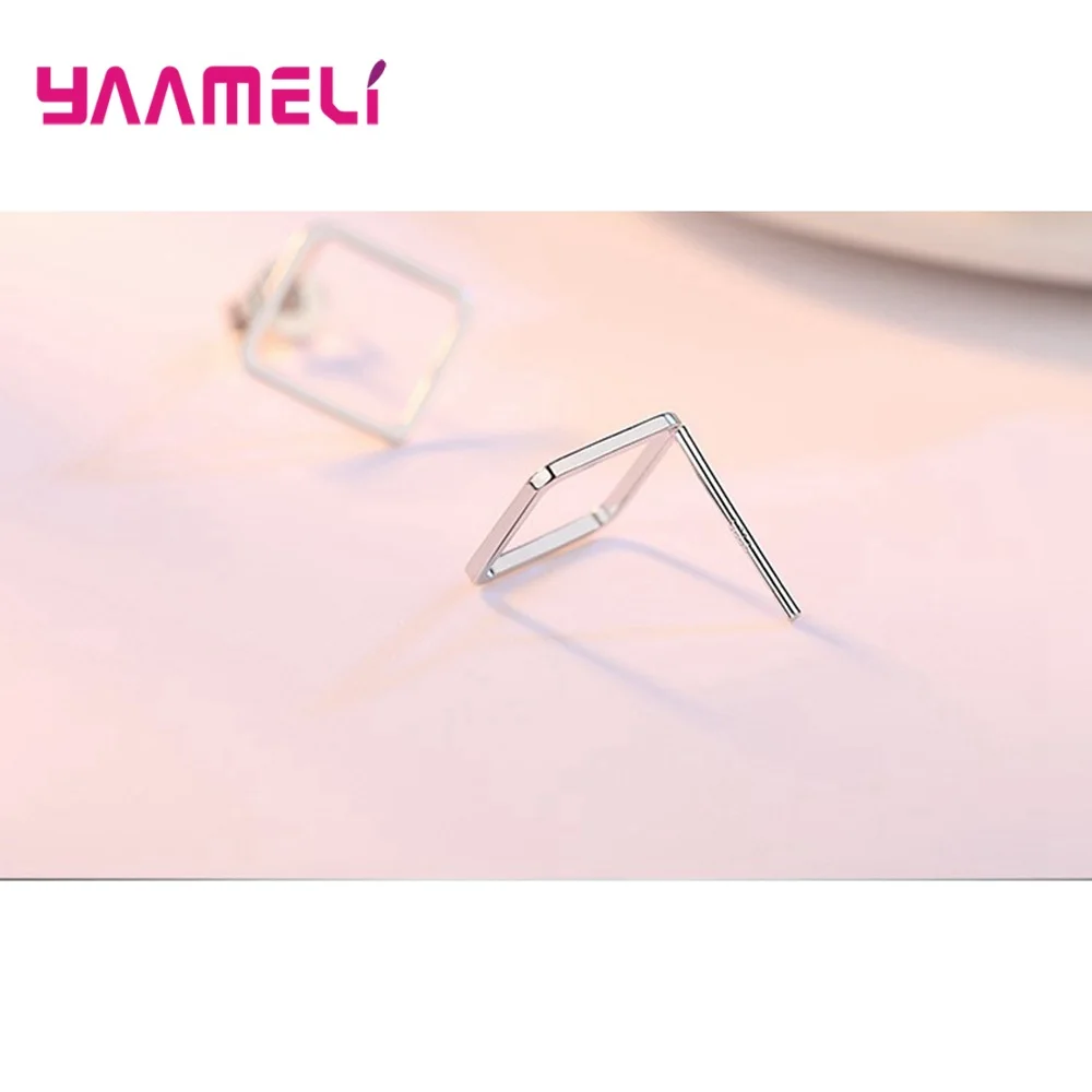 100% Серебро 925 Простое Ювелирное Украшение Серьги-гвоздики в Треугольной, Квадратной, Круглой и Круговой Форме для Женщин, Девочек, Студенток.