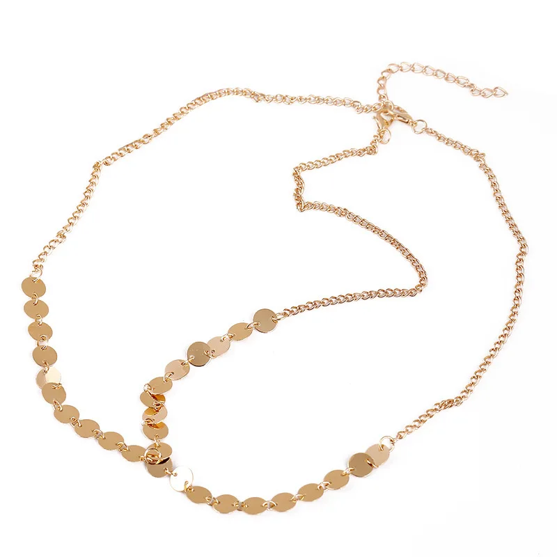 Цепочка на голову с пайетками Женская золотистая металлическая цепочка