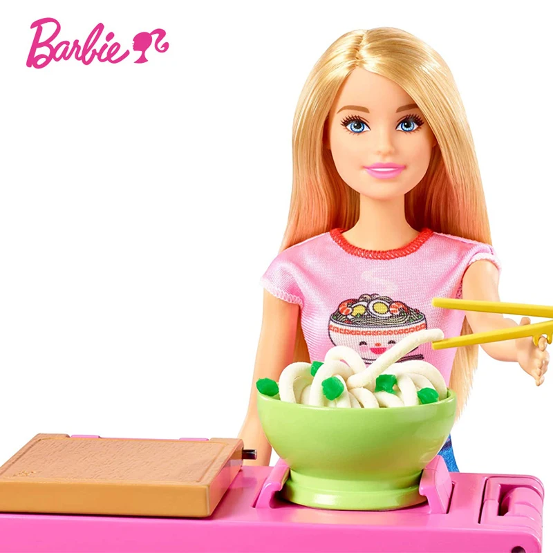 

Barbie Doll Noodle Making Workshop Set Gift Box Girl Princess Children Toy Birthday Gift