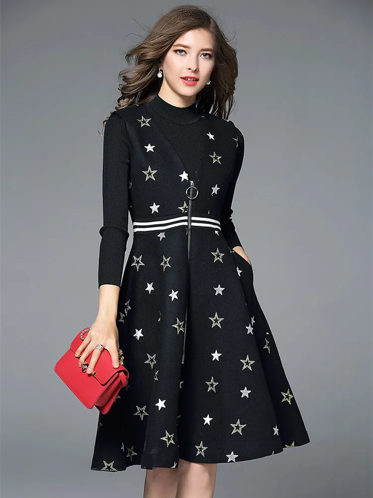 Женское подиумное платье VERHELLEN осенне зимнее Повседневное без рукавов с вышивкой