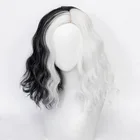 Белый смешанный черный парик для волос Deville, термостойкий косплей, парики + бесплатная шапочка для парика