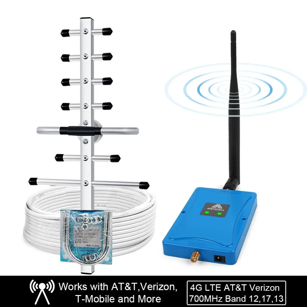ANYCALL AT&T Verizon Cell Phone Signal Booster Dual Band 700MHz for 4G LTE Data Band 12,17 and Band 13 Home Repeater Amplifier