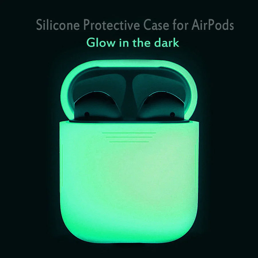 Glow in the Dark Soft Silicone Case for Apple Airpods Charging Protective Cover Bluetooth Wireless Earphone Shell Box Bag