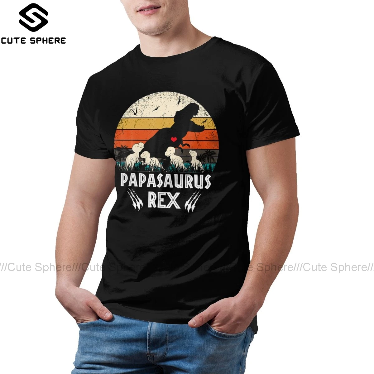 

Футболка с надписью «Papasaurus», Потрясающая рубашка с коротким рукавом, с принтом динозавра породы Рекс