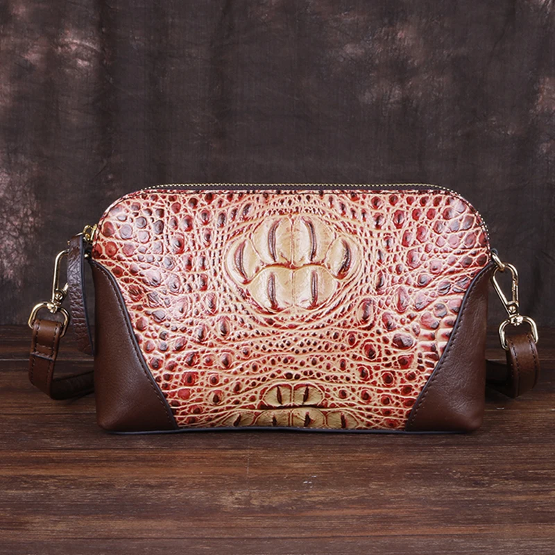 

Женская сумка-мессенджер из натуральной воловьей кожи, роскошная Повседневная маленькая винтажная сумка через плечо в крокодиловом стиле