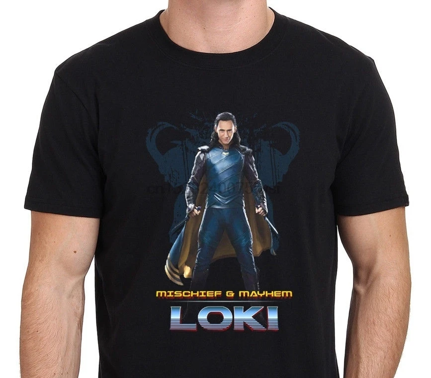 

Creotive Personolity of Men's T-shirt LOKI Mischief & Moyhem Men's Funny T-Shirt Block