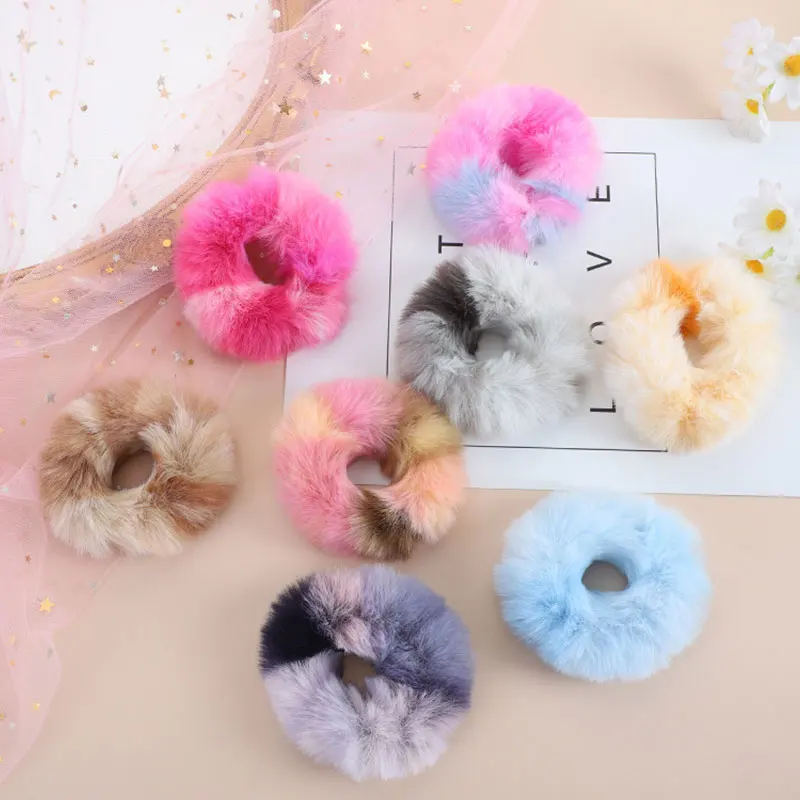 

Sweet Imitate Rabbit Fur Hair Ring Simplicity Soft Korean Version Hair Ring Color-blocking Hair Ring Hair Accessories