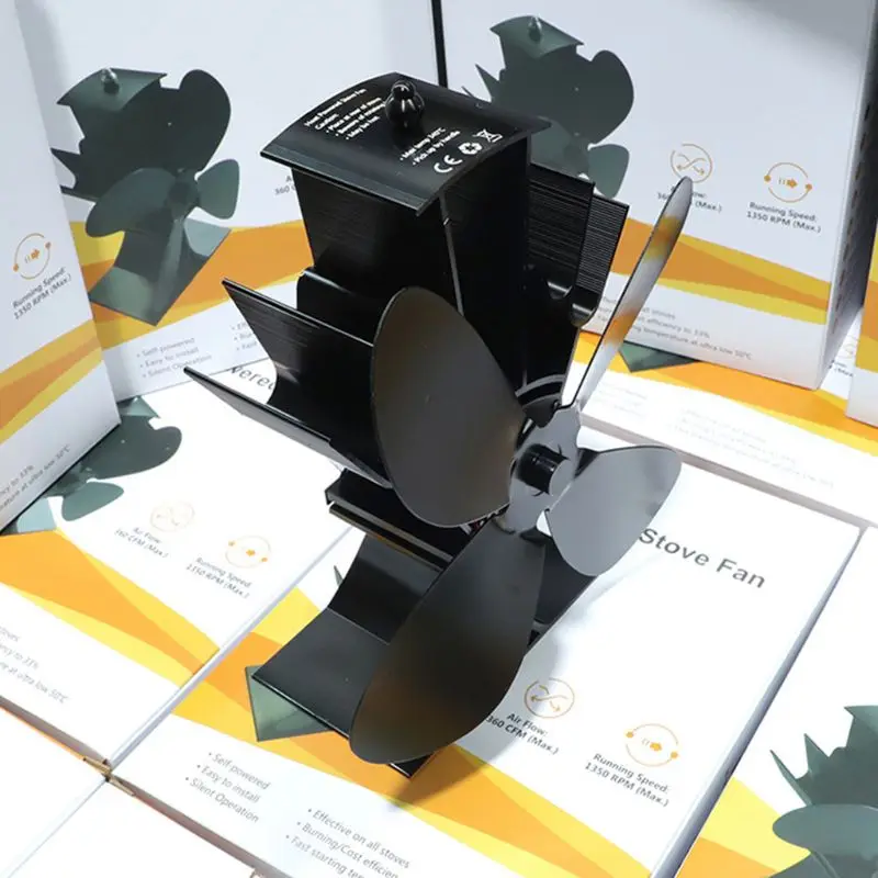 Домашний бесшумный вентилятор для печки с 4 лопастями электрический питанием от
