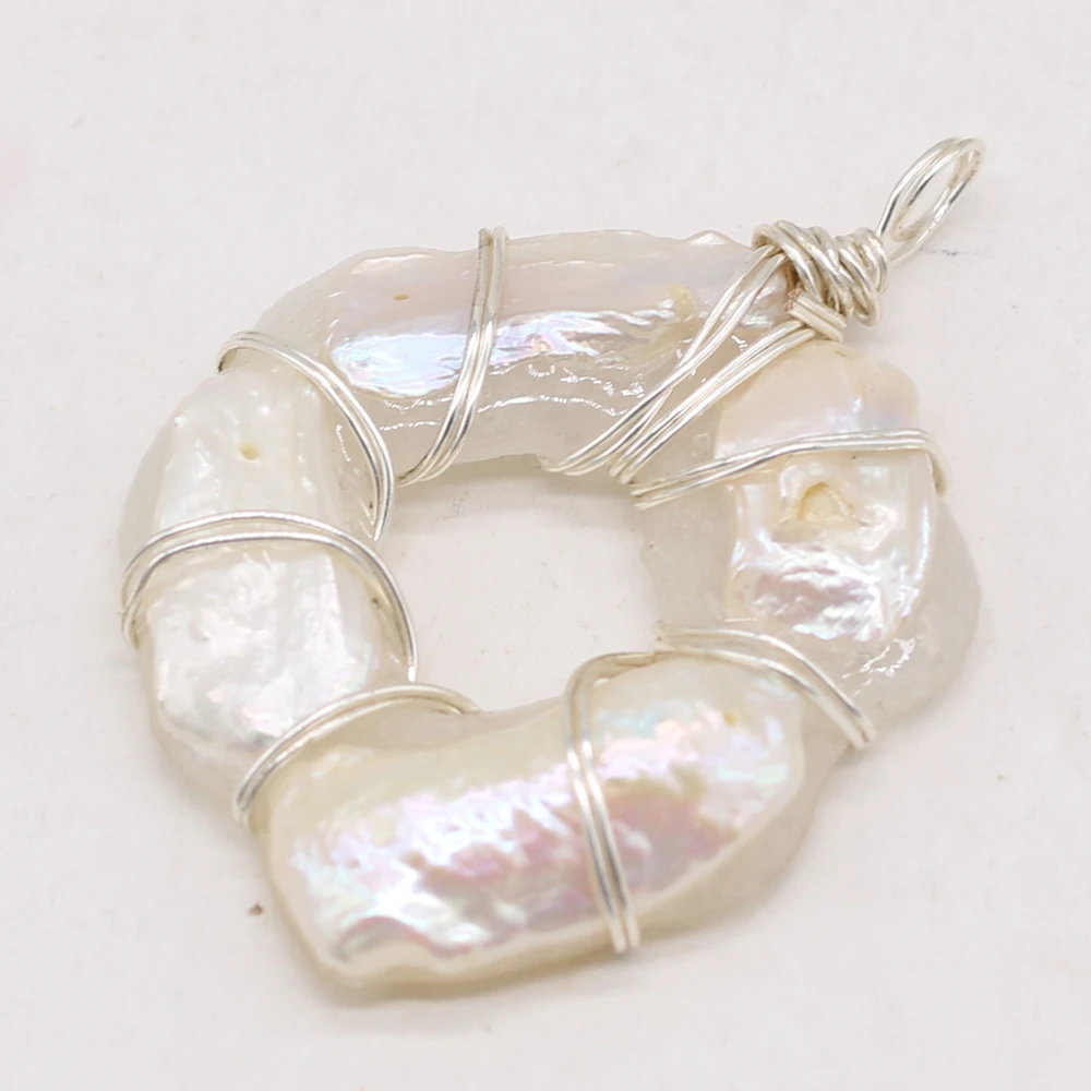 

Wholesale6PCS Natural Stone Irregular Round Crystal Bud Wound Silver Line Pearl Pendant for Jewelry Making Necklace Earring Gift