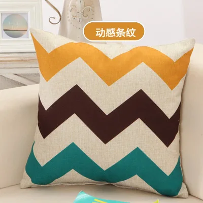 Простой чехол для подушки с геометрическим рисунком из хлопка и льна дивана