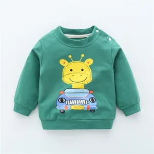 Свитер для мальчиков хлопковый детский пуловер, свитер из мягкой ткани с длинными рукавами и с принтом героев мультфильмов из Цвет зеленого цвета на осень для маленьких девочек Толстовка для детей