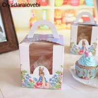 20pcslot 124 holes portable muffin box cake cup box cupcake packaging paper box with transparent window pudding pastry