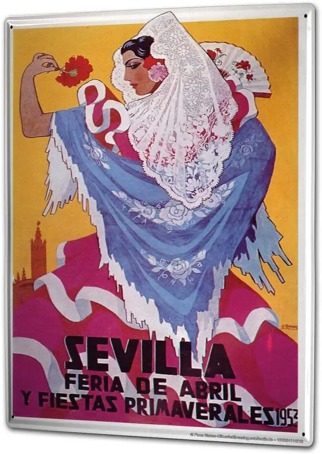 

Eugene Tin Sign XXL Travel Kitchen Sevilla Flamenco in 1953 Vintage Signs Metal Sign