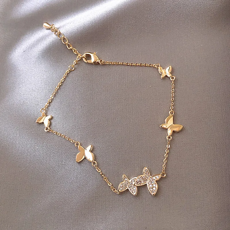 

Sweet Jewelry Wedding Bracelet for Women Couples Classic High Quality Crystal Butterfly Hand Jewelry Gifts