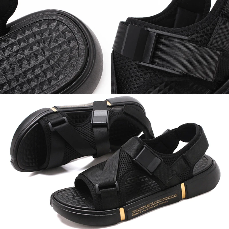 Сандалии J55 мужские с открытым носком Нескользящие дышащие повседневные пляжные