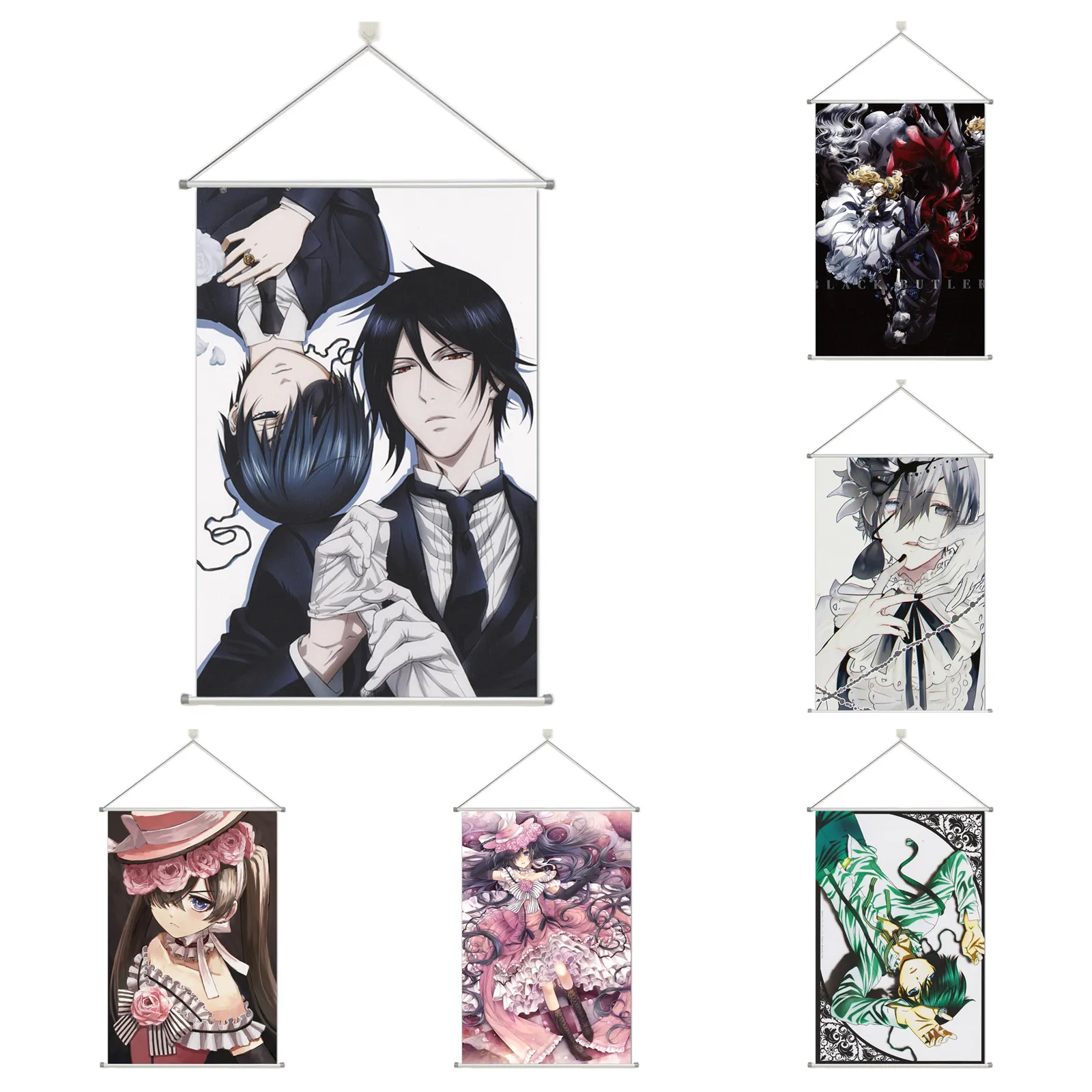

Black Butler Michaelis Sebastian Ciel Phantomhive Alloy Scroll Cartoon Comic Scroll Hanging Wall Decor