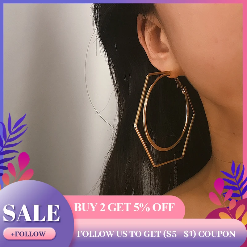 Youvanic Hyperbole большие золотые круглые серьги кольца с сердцем для женщин панк