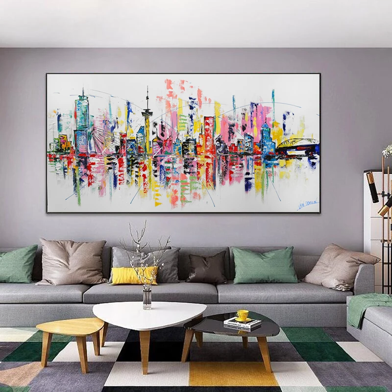 

Abstract Colorful City Posters And Prints Canvas Painting Landscape Pictures Wall Art For Morden Living Room Home Decoration