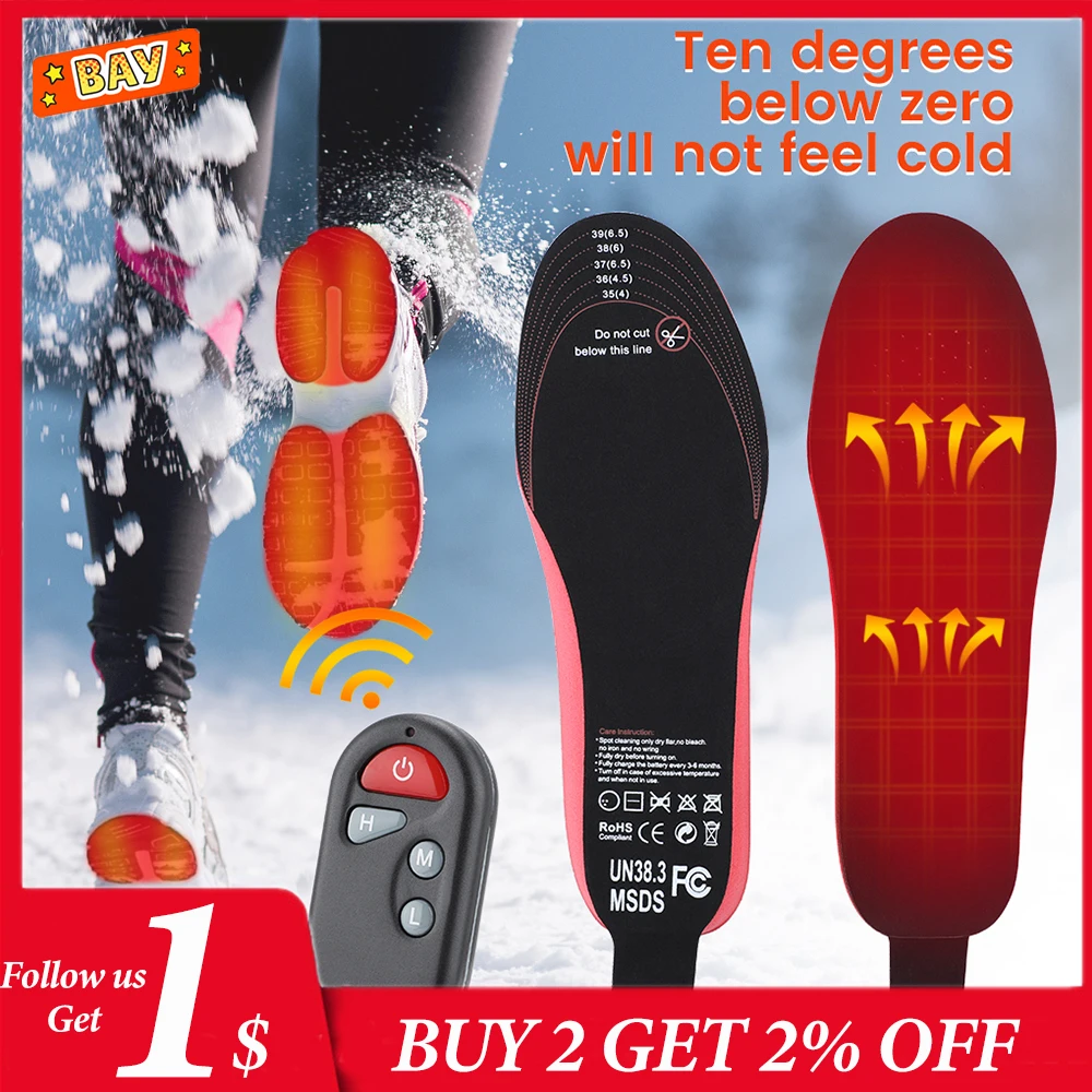 

Rechargeable Heated Insole Remote Control Safe Wireless Foot Warmer Can Be Cut Winter Heated Pad For Camping Hiking