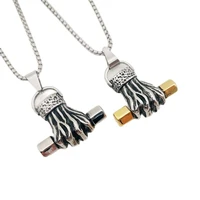 fitness fist dumbbell men necklace pendant chain punk men male stainless steel muscular fist jewelry creativity gift wholesale