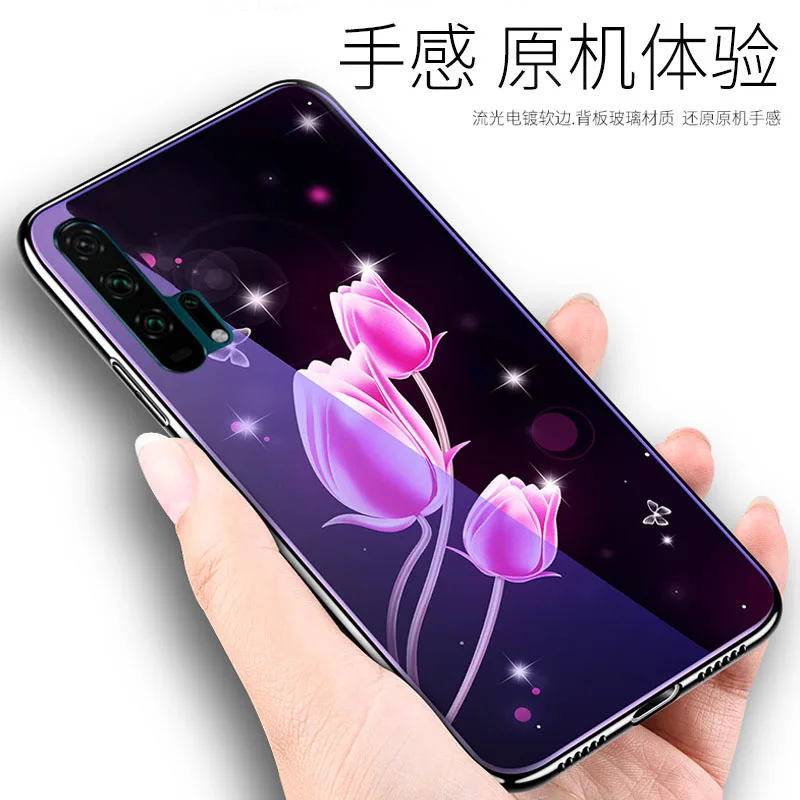 Longxin для huawei honor20pro ТПУ чехол из закаленного стекла синий свет гальванической
