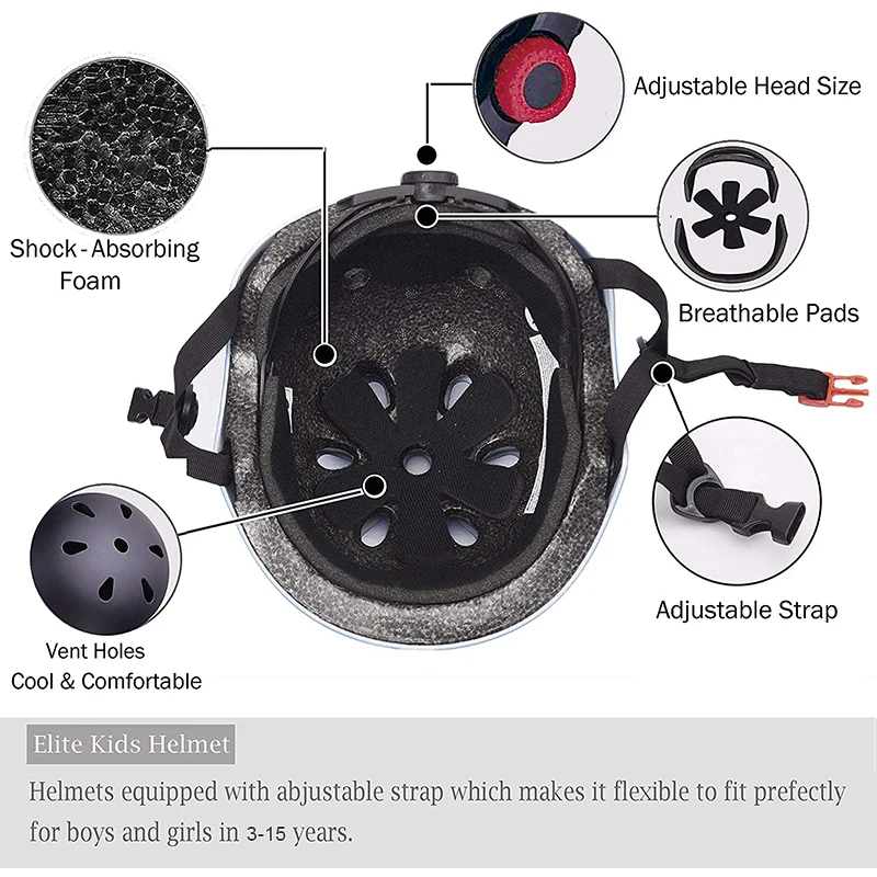 Детский велосипедный шлем для От 3 до 15 лет мальчиков и девочек со спортивными