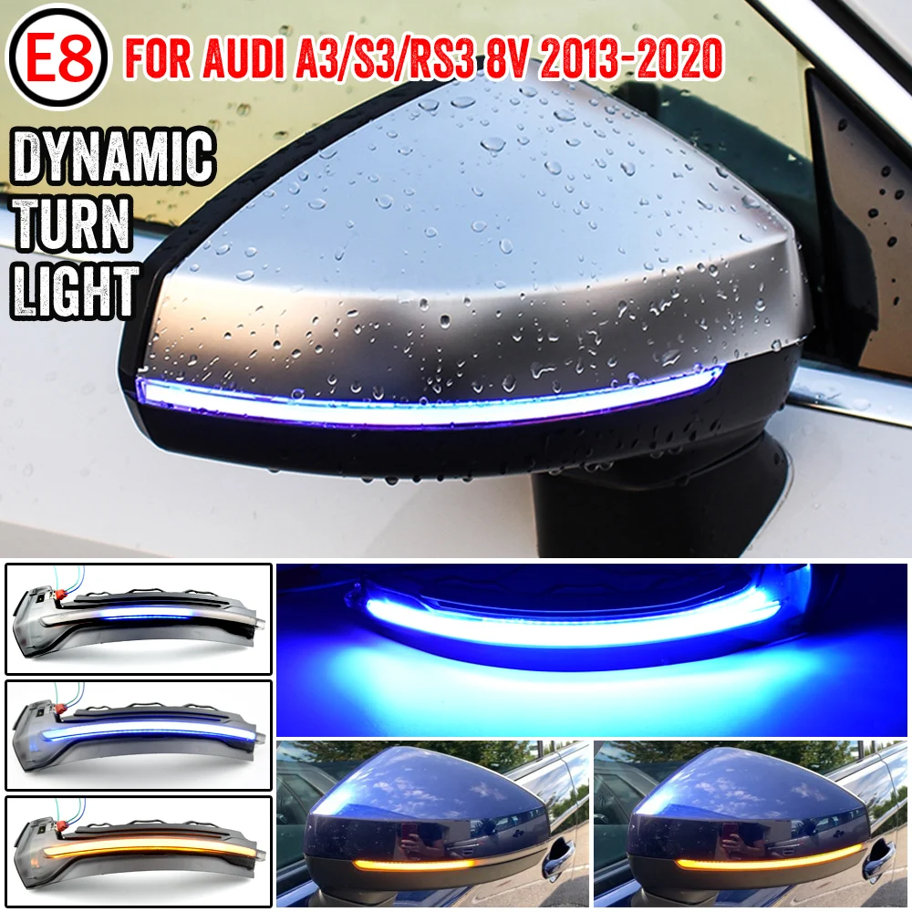 

LED Dynamic Turn Signal Blinker Flowing Water Blinker Flashing Light For Audi A3 8V S3 RS3 2013 2014 2015 2016 2017 2018-2020