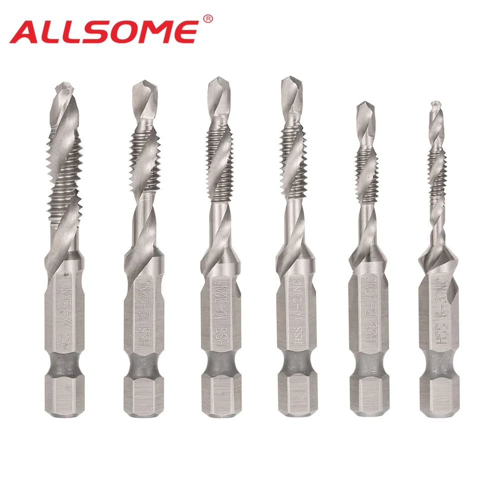ALLSOME 6 шт. 1/4 &quotHSS 4341 Зенковка набор комбинированный Deburr бит высокоскоростное
