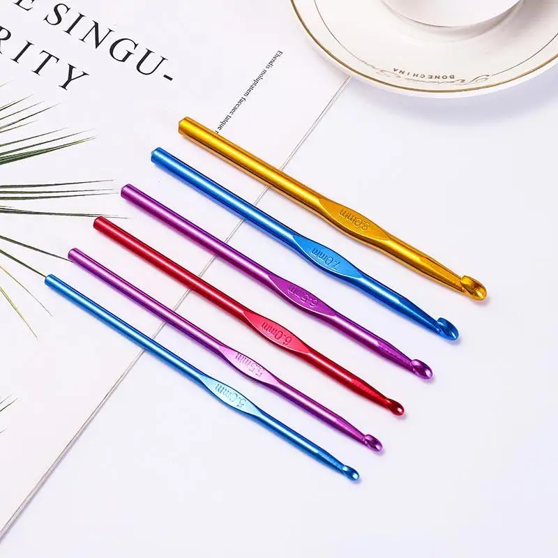 

2-10mm Aluminum Crochet Knitting Needles Sewing Needles for Hand Crafts Bag Sweater Metal Hook Weave Crochet Needles Accessories