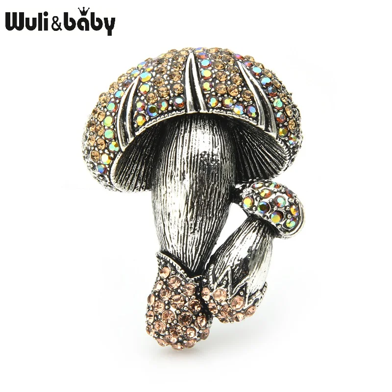 Wuli & baby стразы грибы броши унисекс Винтаж овощи Повседневная брошь для вечеринки
