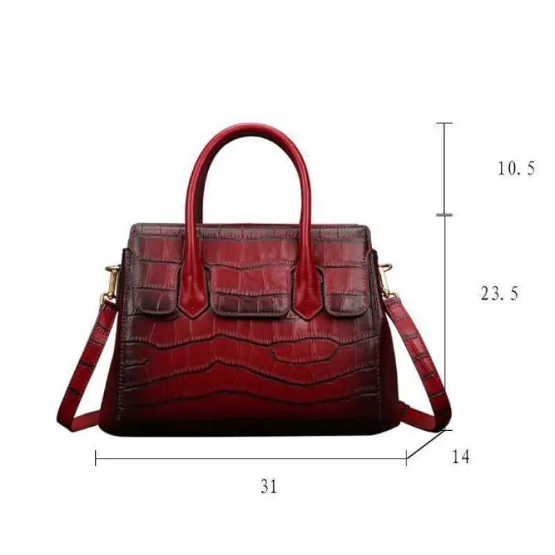 

Johnature Luxury Handbag Women Bag Designer 2021 New Genuine Leather Alligator Shoulder Bags Vintage Cowhide Lady Messenger Bag