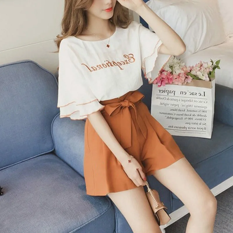 1 New Fashion Women's Sets Summer Women's Tracksuit Sexy Tracksuit Women Two Piece Set Embroidery Tops And Pants Suit Women Outfit - Color: 1