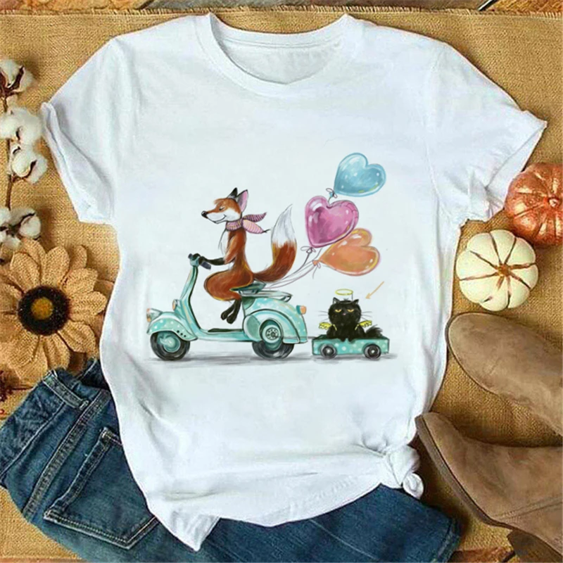 

Women Clothes Merry Christmas Graphic T-shirts Holiday Tshirt deer short sleeve fashion happy New Year Cartoon Top Female Tees