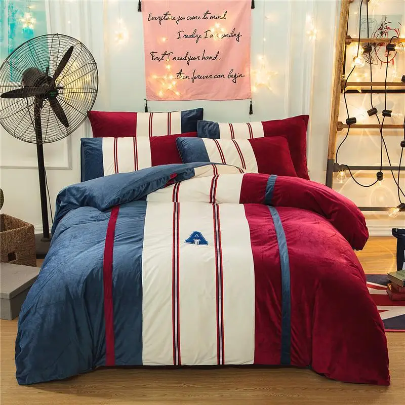 

30 style bedding sets Sham thick flannel duvet cover set winter warm bedsheet queen king size Bed set