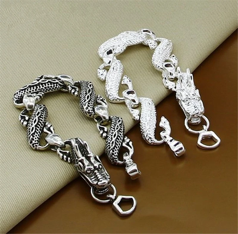 Браслет цепочка серебряный в античном стиле для мужчин и