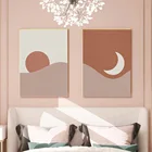 Абстрактный настенный плакат с изображением Солнца и Луны, пейзажа, пейзажа, пейзаж, пейзаж в стиле бохо, живопись на холсте, Минималистичная Художественная печать, современная картина, декор для гостиной