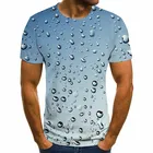 Рубашка 3DT мужская с принтом в виде креативных капель дождя и жидкости, модная трендовая футболка с коротким рукавом и круглым вырезом
