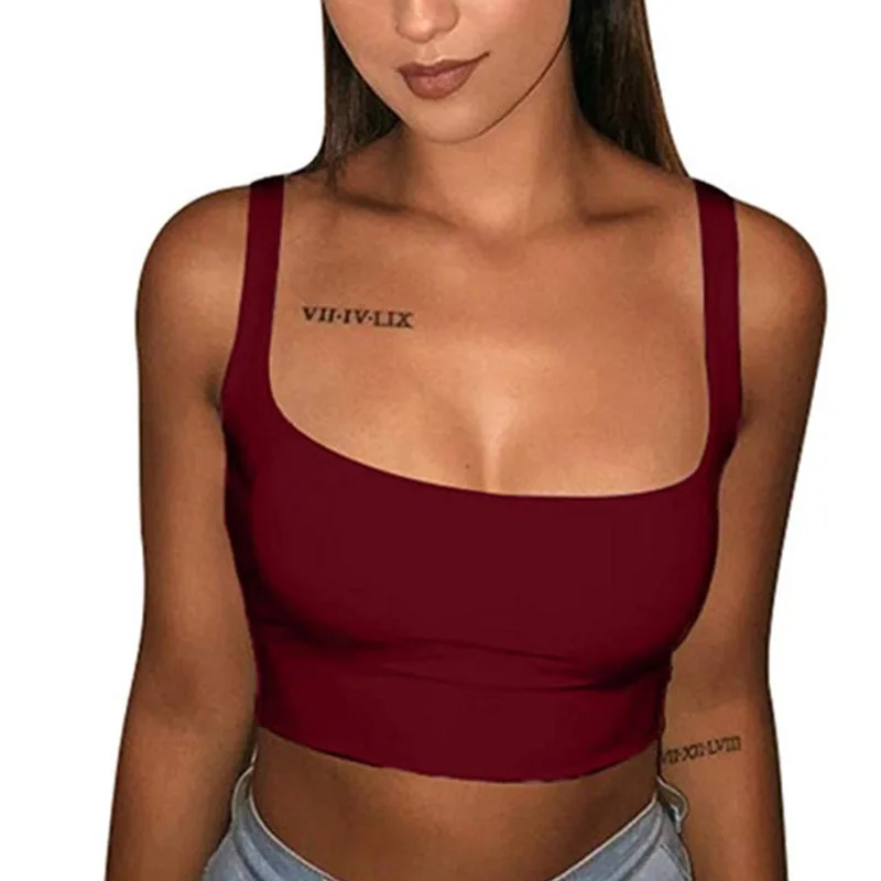 Женская майка с бретельками сексуальная однотонная без рукавов вырезом лодочкой