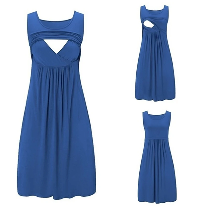 Платья для беременных одежда кормящих грудью лето 2019 без рукавов повседневные