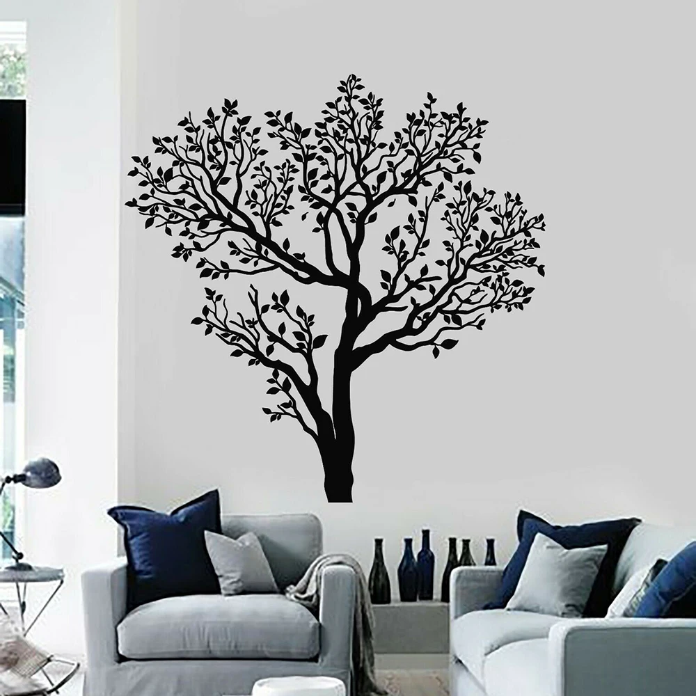 Виниловая наклейка на стену в гостиную, лесное искусство, ветки дерева, листья, наклейка для декора гостиной, роспись, художественная наклейка, декор для детской комнаты G5836